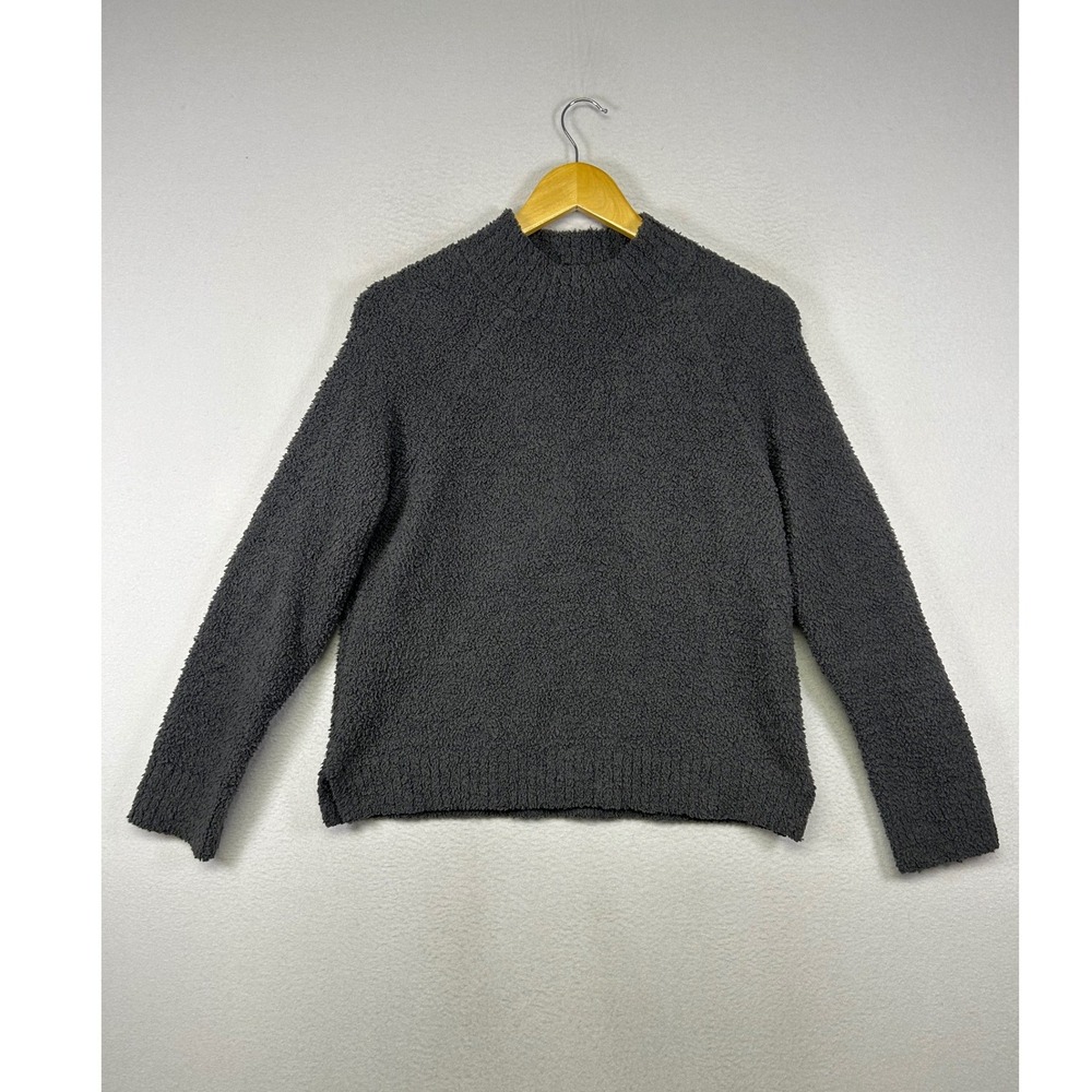 Cozycore Olivia Sky Women Medium Charcoal Grey Mock Neck Popcorn Knit Sweater
